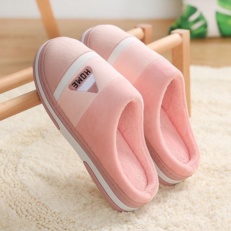Autumn and Winter Pure Cotton Slippers Indoor Non-slip Soft-soled Shoes Warm Simple Plush Cotton Shoes
