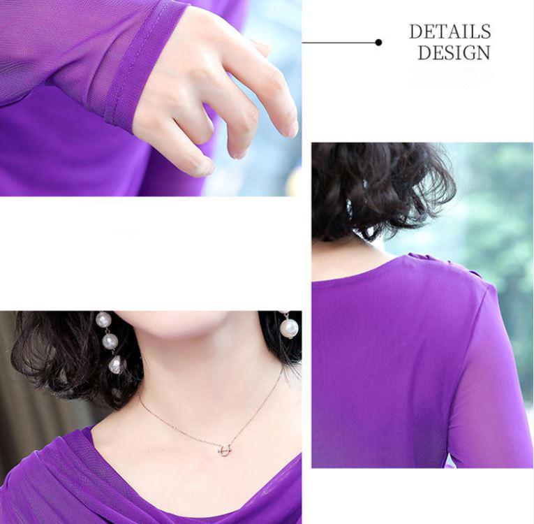Spring Women's Mesh Bottoming Shirt Fashion Solid Color Tight Sweater Large Size Long Sleeve Bottoming Shirt