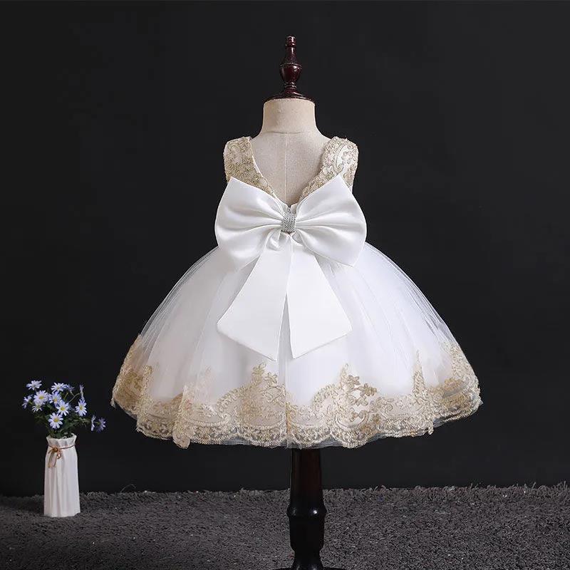 Children's Dress Skirt Girl Baby Lace Bow Dress Temperament Sleeveless Open Back Lace Plaid Skirt Tutu Skirt Waist A-line Skirt