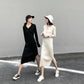 Autumn Mid-length Over-the-knee Bottoming Skirt Sweater Women's Pullover Polo Collar Loose and Thin Knitted Split Dress