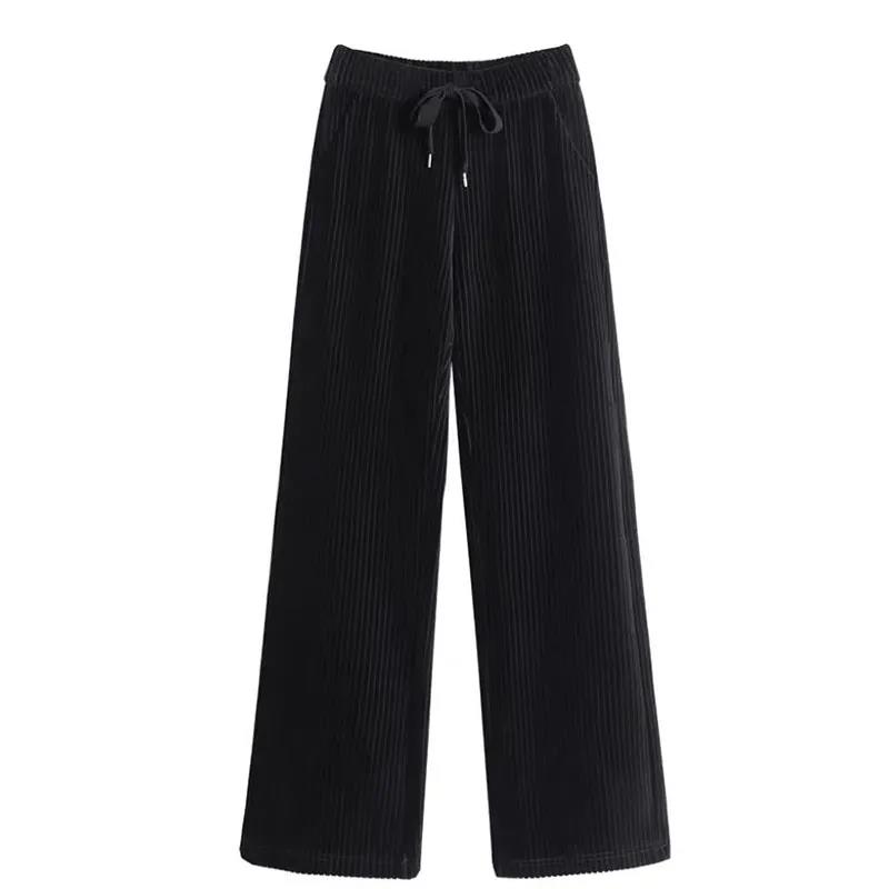 Autumn and Winter Corduroy Plus Size Plus Velvet Thick Warm Wide-leg Pants Women Casual Pants