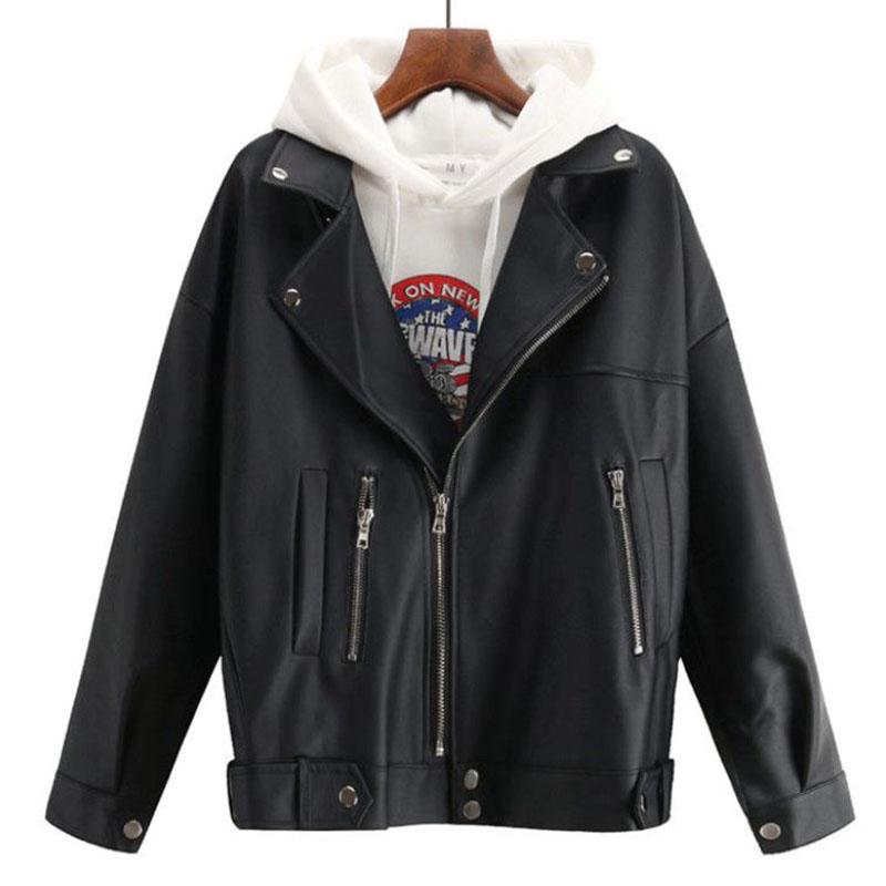Autumn and Winter Leather Jacket Black Motorcycle Leather Jacket Short PU Leather Jacket for Women