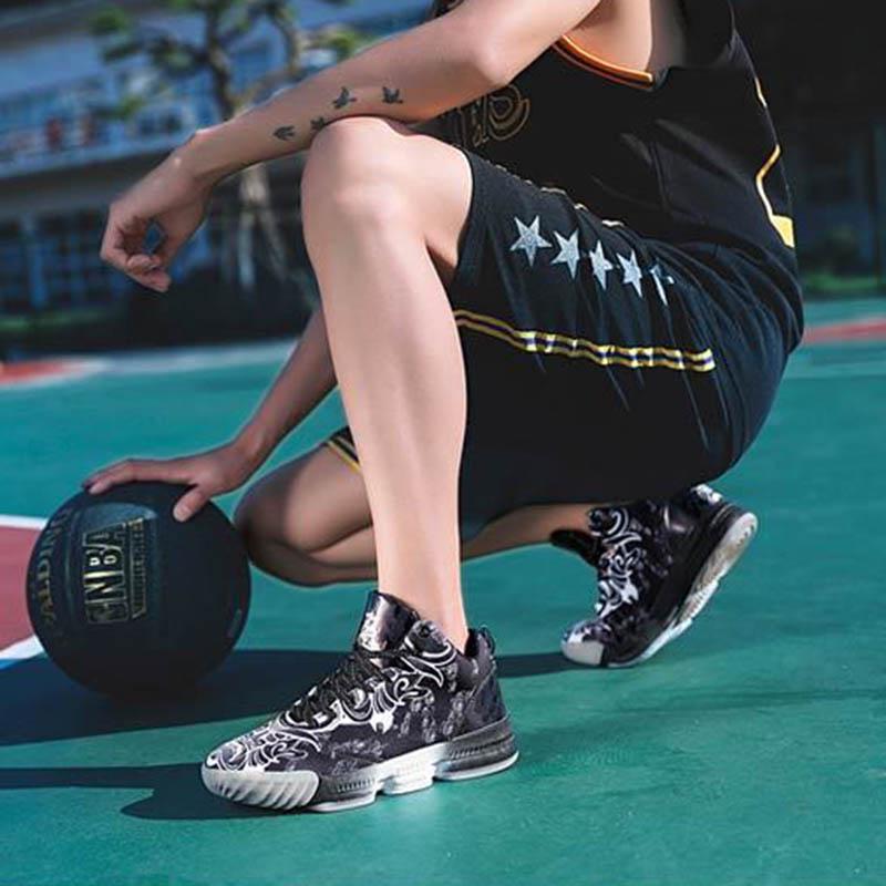 36-46 Men Sneakers Graffiti Basketball Shoes Shockproof Lightweight Breathable Leather Running Shoes