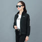 Women's Short Jacket Coat Spring and Autumn Ladies Stand Collar Printed Top Casual Jacket Zipper Sweatshirt
