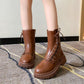 Girl's Martin Boots Winter Autumn Little Princess Plush Boots British Style Children Solid Color Casual Boots
