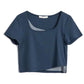 Two-piece Layered Airline Navy High Waist Straight Short Sleeve Top Women's T-Shirt