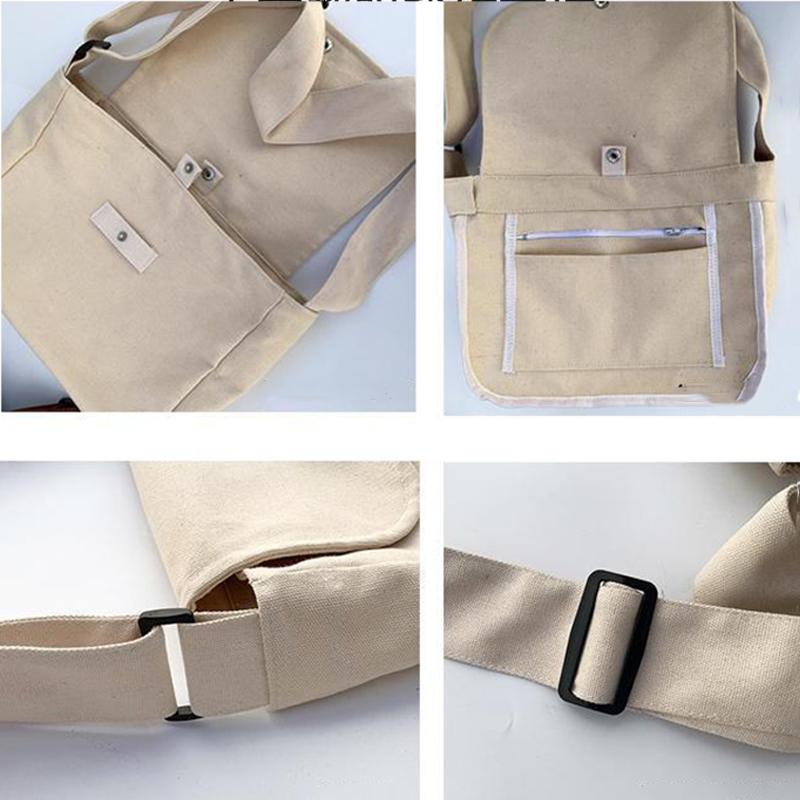 Large Capacity Canvas Bags Women Men Travel Casual Shool Daily Shoulder Simple Crossbody Solid Color Bags