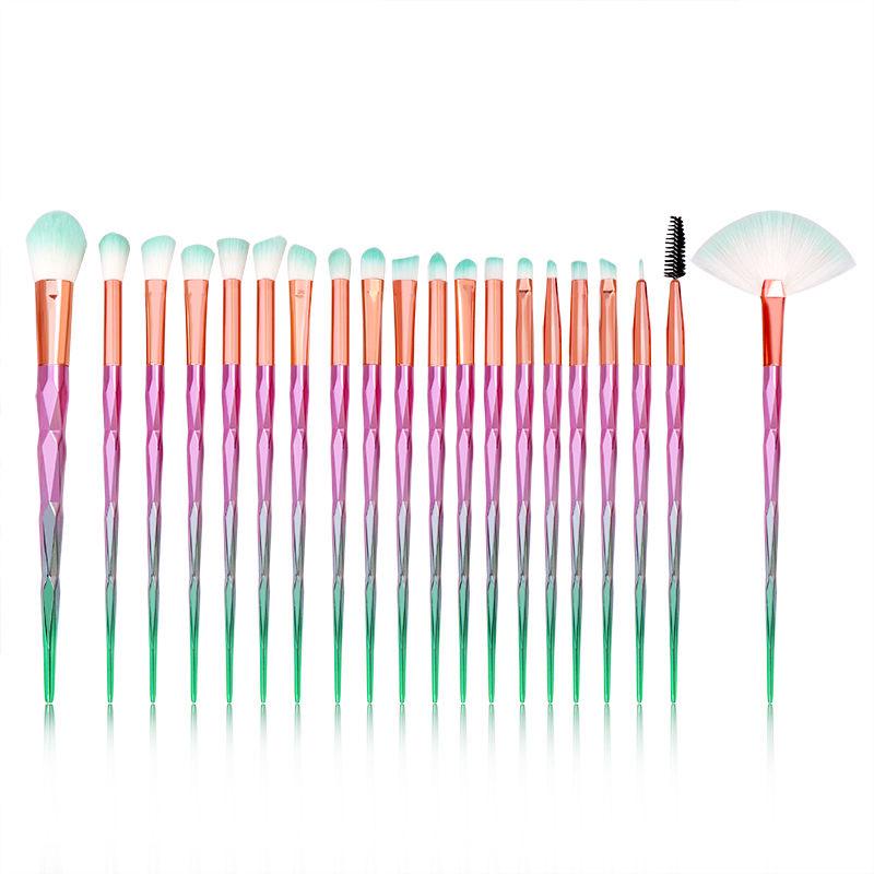 7 Pcs Diamond Shape Makeup Brush Set Dazzle Glitter Foundation Powder Makeup Eyeshadow Brush Kit