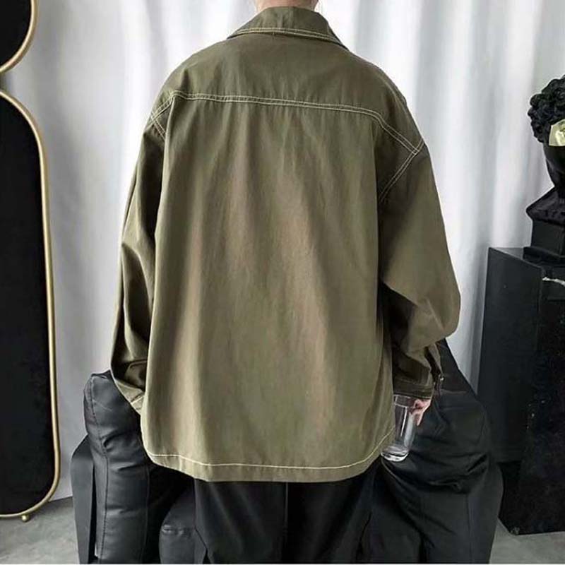 Spring and Autumn Stitching Men's Denim Jacket Trend Student Youth Loose Overalls