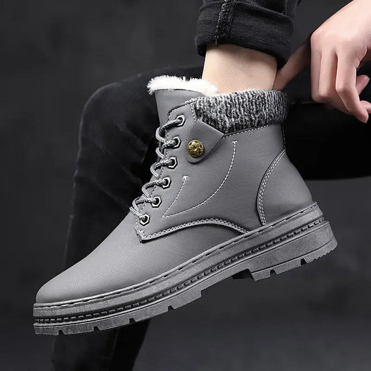 Men's Velvet Padded Snow Boots Mid-high Warm Martin Boots Cotton Ankle Boots