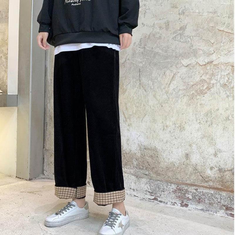Corduroy Pants Women's Autumn and Winter New Korean Style Loose High Waist Wide-leg Pants Plus Velvet Thick Casual Trousers