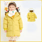 Children's Windproof Mid-length Girls' Warm Down Jacket Thickened Fur Collar Winter Coat