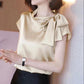 Women's Summer Chiffon Top Loose Large Size Solid Color Short Sleeve Top