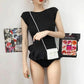 Korean Sexy Backless Triangle One-piece Swimsuit Women Cover Belly Slim Conservative Beach Swimsuit Sleeveless Irregular Hem Bikini Swimwear