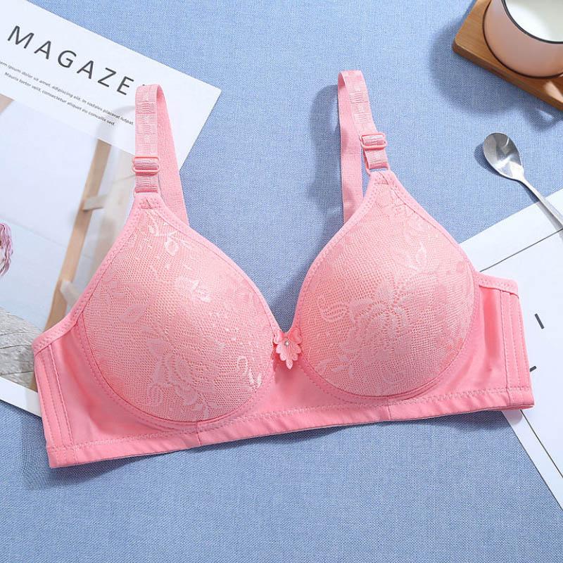 Female Thin Large Size Unwired Bra Side Pull Up Shape Adjustable Breathable Comfort Lightweight Bra