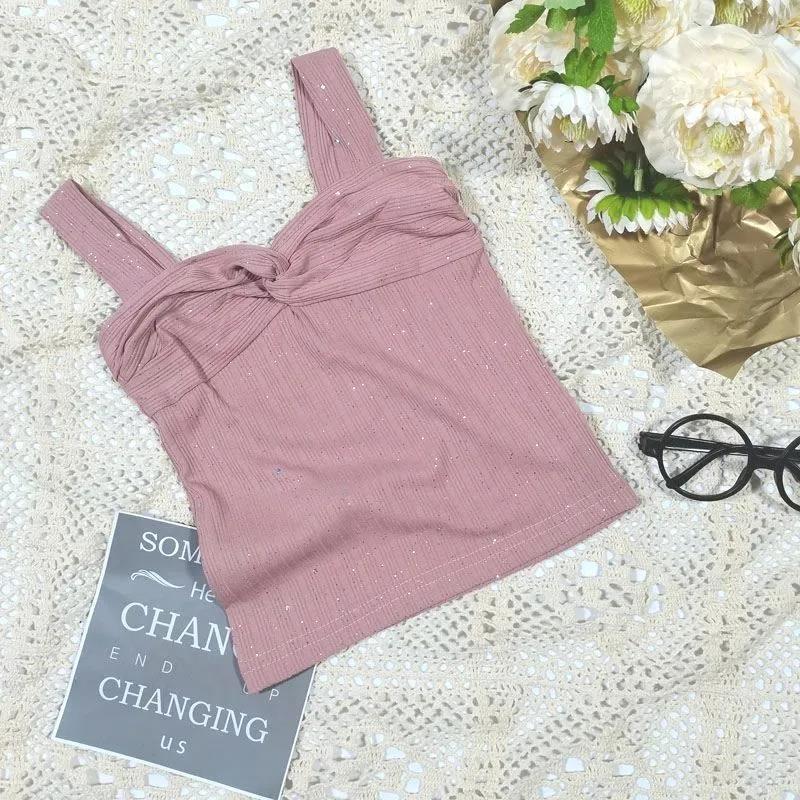 Summer Kids Cute Girls Summer Thin Camisole Tube Top Small Solid Color Halter Fine Flashing Vest