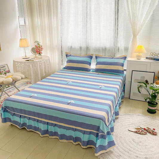 100% Cotton Korean Print Mattress Cover One Piece Simmons Non-slip Dustproof Protective Cover