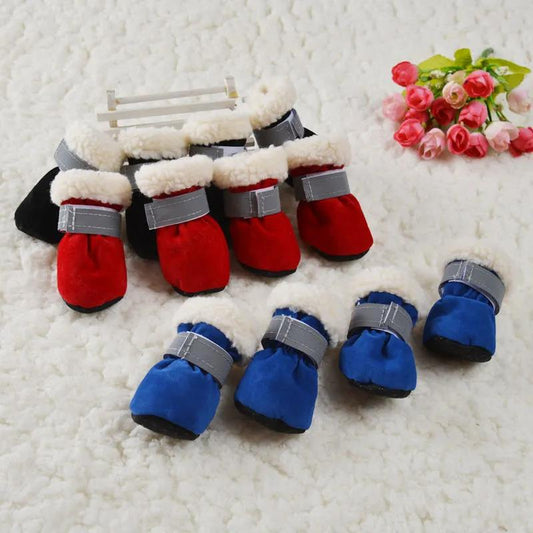 Pet Dog Shoes Set of 4 Teddy Shoe Covers Pet Bichon Rain Boots Puppy Cat Indoor Foot Cover Winter Anti-Skid Comfy Walking Warm Windproof Shoes