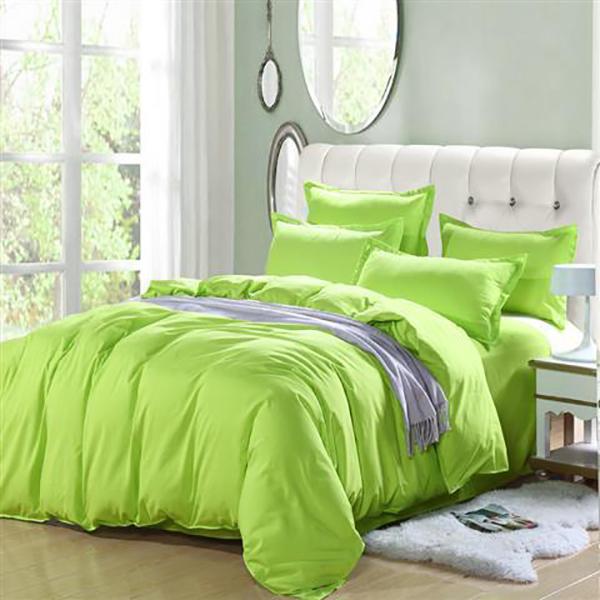 Pure Green Four-piece Fruit Green Bed Sheet Duvet Cover Simple Plain Five-element Color Bedding