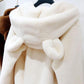 Faux Fur Coat Winter Ladies Cute Bear Ears Plush Thick Warm Hooded Mid-length Fur Coat