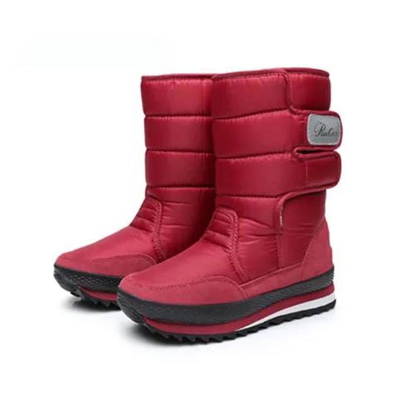 Winter Flat-bottomed Ski Boots In The Tube Thickened Women's Non-slip and Waterproof Snow Boots Plus Velvet Warm Outdoor Boots