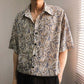 Cashew Flower Shirt Men's Short Sleeve Draping Loose Retro Half Sleeve Flower Shirt