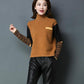 Autumn and Winter Thick Short Sweater Loose Half High Neck Pullover Bottoming Shirt Color Matching Knitted Women Sweater