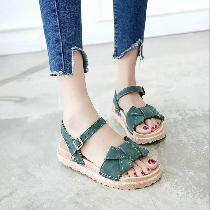 Roman Sandals Female Students Summer Wild Korean Version of The Word Buckle Flat Female Sandals Platform Platform Shoes