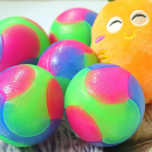 Pet Toy Luminous Ball Elastic Bite Resistant Cat and Dog Teddy Golden Retriever Toy Ball Dog Training Tool Spherical Toy Outdoor Play Fun Chewing Toys