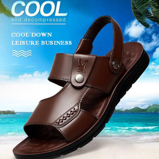 Men's Leather Sandals Summer Non-slip Leisure Business Beach Shoes Sandals and Slippers Thick Sole