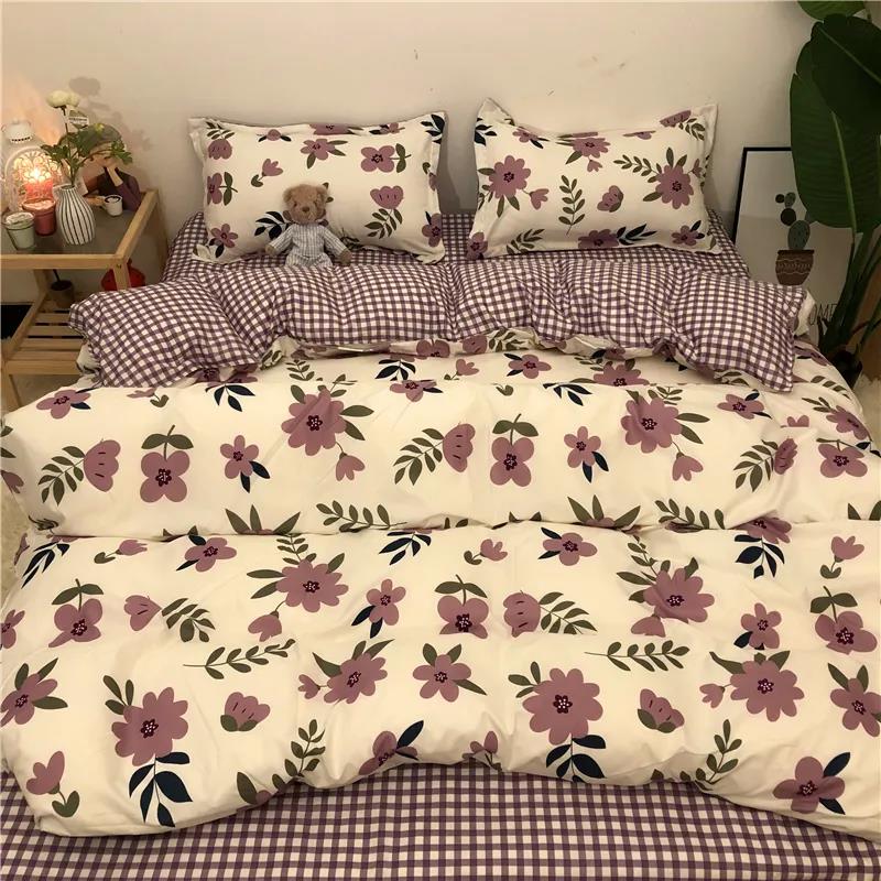 Modern Simple Bedding Four-piece Washable Quilt Cover Fashion Printing Double Bed Sheet