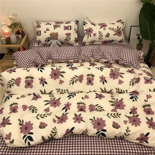 Modern Simple Bedding Four-piece Washable Quilt Cover Fashion Printing Double Bed Sheet