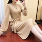 Autumn and Winter Long Solid Color Sweater Knitted Lantern Sleeve Dress Fashion Simple Women Sweater Dress