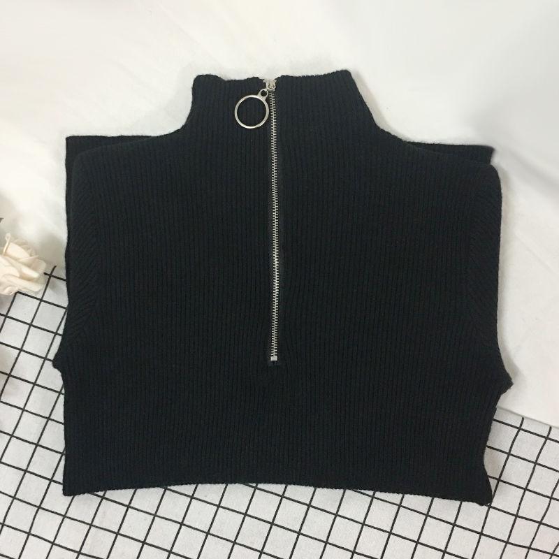 Pofulove Half-neck Collar Sweater Autumn  Winter Inside Thick Slim Outer Wear Knitted Bottom Shirt