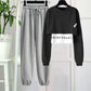 Fried Street Western Style Suit Women's Fashion Short Solid Color Sweater Spring Autumn Sports Leisure Leggings Two-piece Set Women