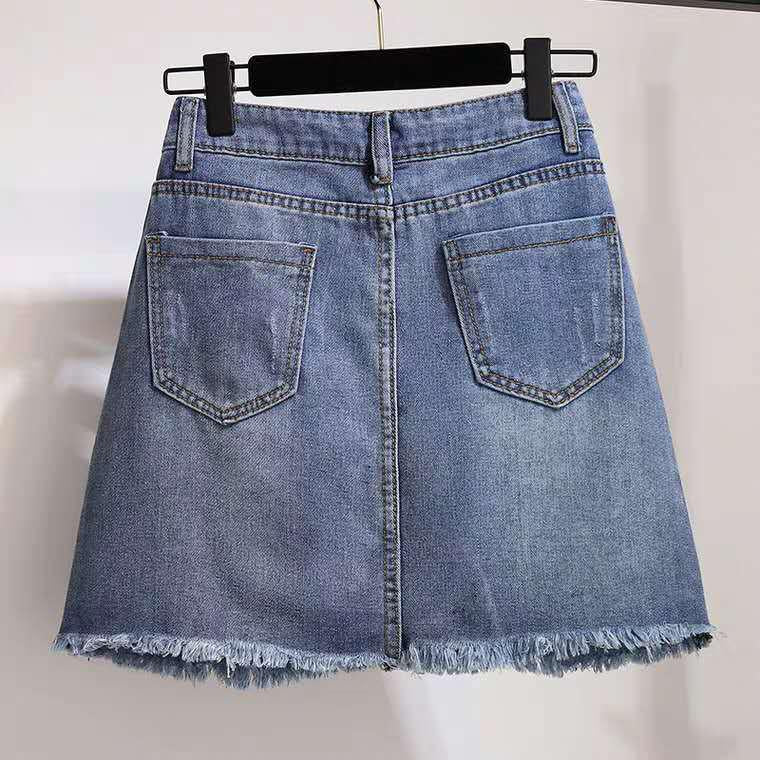 Fashion  Women Plus Size Dress Skirt Set Spring Summer Floral Fold Dress Denim Skirt Two-piece Suit