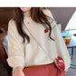 Fruit Embroidered Loose Sweater Women's Long-sleeved Round Neck Pullover Sweater Wild