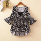 Floral chiffon shirt female summer student large size loose shirt short-sleeved top
