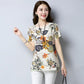 Women's Summer Loose Large Size Round Neck All-match Short Sleeve Floral Top