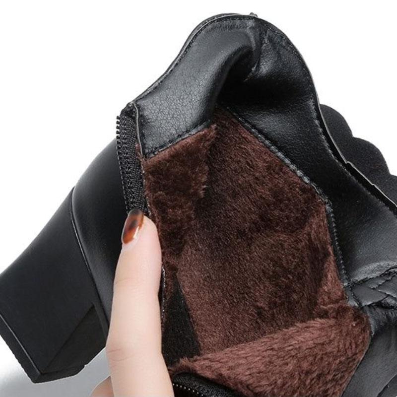 Women's Autumn and Winter Warm and Comfortable Cotton Boots Short Tube Plus Suede Leather Shoes