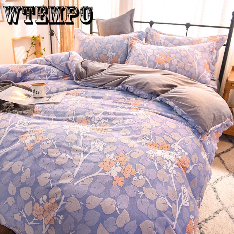 Cashmere Princess Style Orange Color Bed Sheet Fleece Winter Bedding Set 4pcs Double-sided  Thickened Warmth Quilt Cover