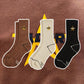 Two Pairs of Women's Stockings Five-pointed Star Embroidery All-match Fashion Sports Cotton Street Stockings