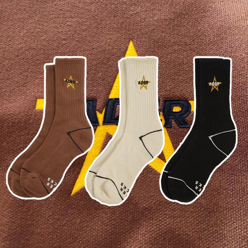 Two Pairs of Women's Stockings Five-pointed Star Embroidery All-match Fashion Sports Cotton Street Stockings