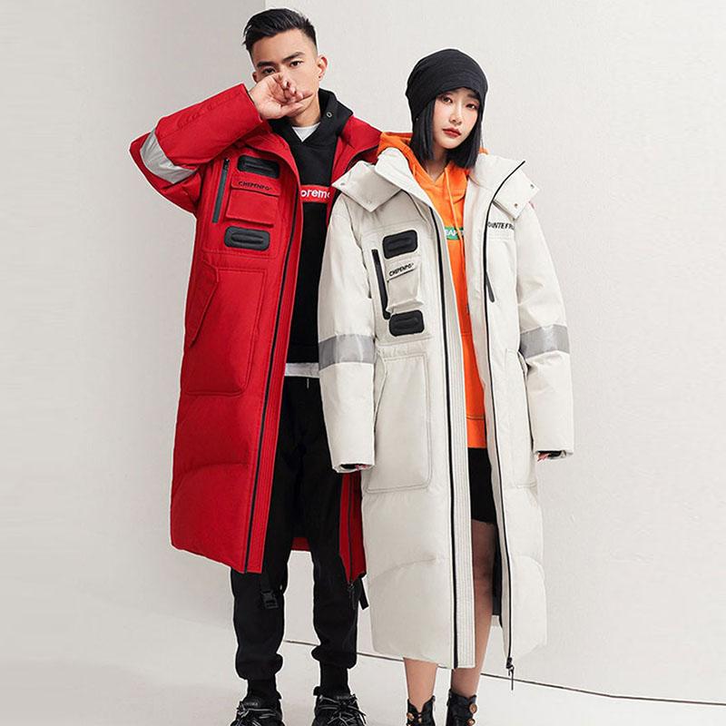 2021 Over-the-knee Long Down Jacket Women's Winter Mid-length Tooling Thickened Korean Couple Wear Winter Jacket