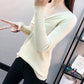 Pofulove sexy slim bottoming shirt female V-neck solid color short sweater with knitted sweater