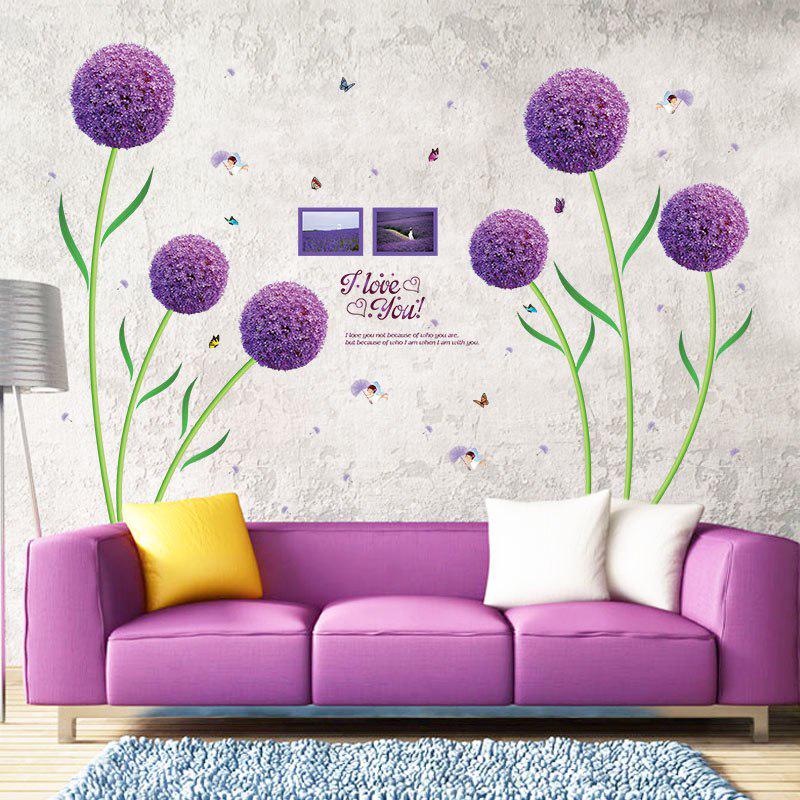 [Wall stickers] Purple dandelion flower ball wall stickers living room bedroom window decals art mur