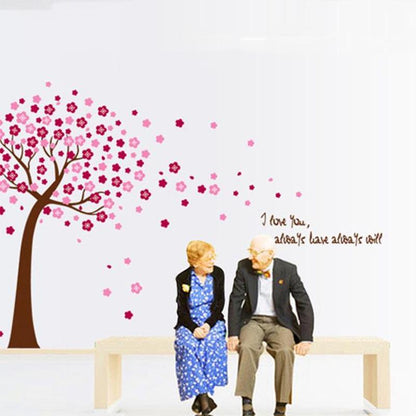 Pink Peach Tree Bloom Wall Sticker Romantic Love Removable Pvc Waterproof Wallpaper
