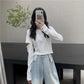 Off Shoulder T Shirt Casual Loose Clothes Tops Pure color Leisure Long Women pullover