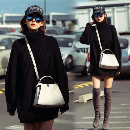 Autumn and Winter Fashion Trend Knitted Sweater Dress Ladies Long Sleeve Mini Sexy Elegant Evening Dress