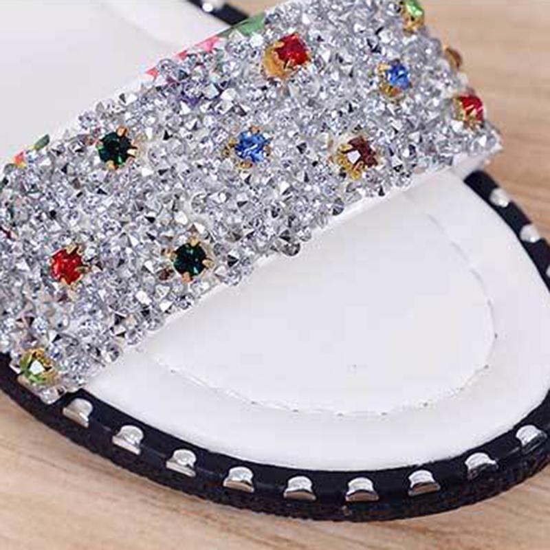 Outing Two-wear Slippers Women's Summer Fashion Out-wearing Rhinestone All-match Dual-use Sandals Flat Summer Sandals